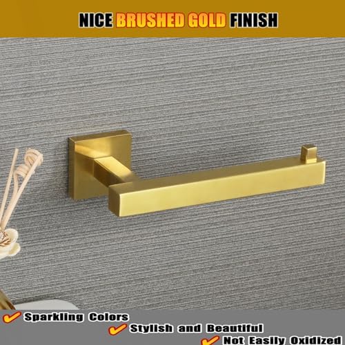 Alise Toilet Paper Holder,Bathroom Tissue Holder Wall Mount Toilet Paper Roll Holder Storage Dispenser,Square SUS304 Stainless Steel Paper Rack,Gold Finish GYT4005-G