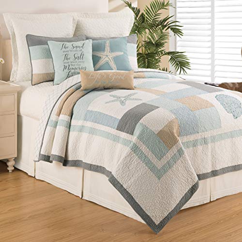C&F Home Driftwood Shores Twin 2 Piece Quilt Set Summer Beach Bedding Ocean Themed Coastal Reversible Machine Washable Lightweight Pieced and Embroidered Bedspread Coverlet Comforter Twin 2 Piece Set