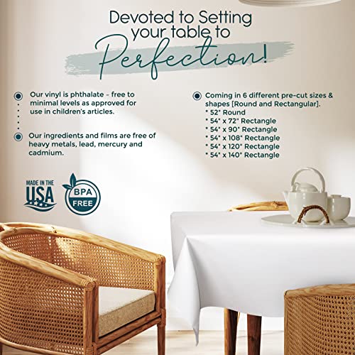 tablecloths by design Premium Table Pad Protector Superior Protection from Spills, Scratches & Heat- Reusable Vinyl Table Cloth with Cushion Flannel Backing (52" Round)