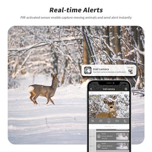 SEHMUA 4G LTE Cellular Trail Cameras 3rd Gen with Live Streaming, Game Camera Built-in SIM Card with Motion Activated 0.2s Trigger Time Solar Trail Camera IP66 Waterproof