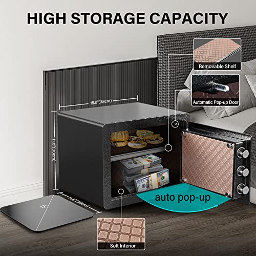 Safe Box, 0.5 Cubic Feet Home Safe, Steel Security Safe with Digital Keypad and 2 Keys, Wall-Mounted Cabinet Safe Protect Cash, Gold, Jewelry, Documents for Home, Office, Hotel