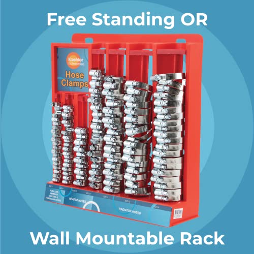 Koehler Enterprises KEDIS220 220 Piece Hose Clamp Set in Mountable Rack , Red