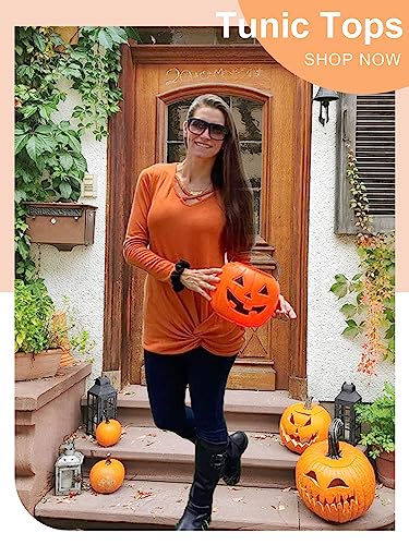 NIASHOT Womens Halloween Shirts Fall Tunic Tops for Leggings Orange L