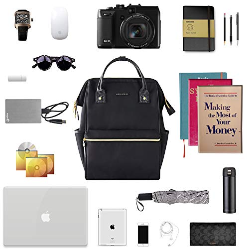 KROSER Laptop Backpack 15.6 Inch Stylish Backpack Doctor Bag Water Repellent College Casual Daypack with USB Port Travel Business Work Bag for Men/Women-Black