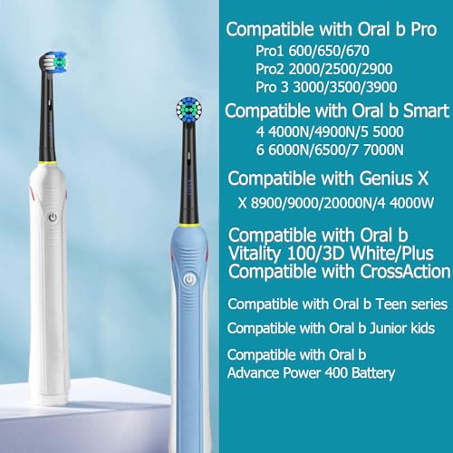 KHBD 16 Pack Replacement Heads for Oral B Braun- Includes 4 Sensitive Brush, 4 Precision Brush, 4 Deep Cleaning, 4 Floss Cleaning Toothbrush Heads Black