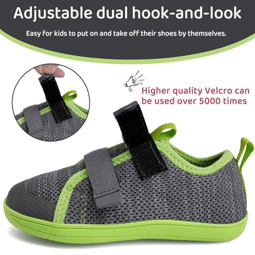 WateLves Toddler Little Kids Wide Barefoot Shoes The First Walking Shoes Girls Boys Breathable Zero Drop Minimalist Sneakers with Wide Toe Box Natural to Grow (Dark Gray, 32)