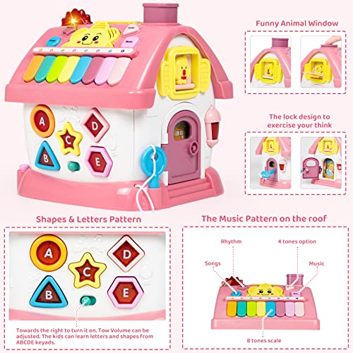 Marstone Toys for 1+ Year Old Girl Gifts, First birthday Gifts for Girls, 8-in-1 Montessori Toddler Toys House with Learning and Playing, Christmas and Birthday Gifts for kids Aged 1-2