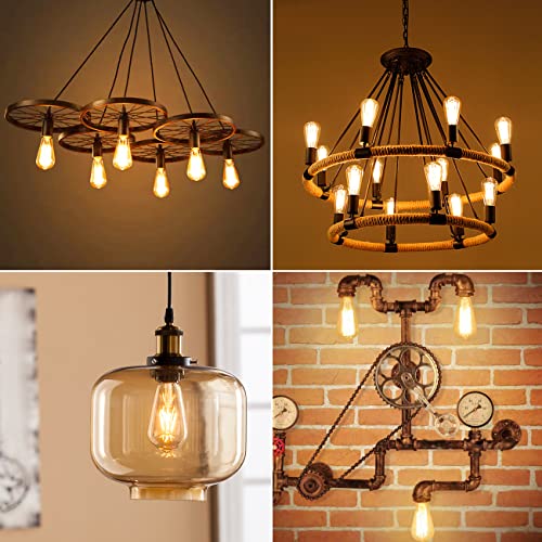 LVWIT Vintage Edison Light Bulb ST21 LED Filament Bulb 5.5W(40 Watt Equivalent) Dimmable 2500K (Amber Glow) Warm White E26 Medium Base, Amber Glass Cover,6 Pack