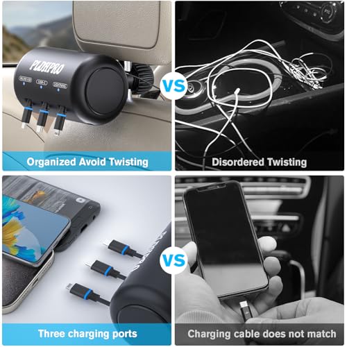 Uber Accessories for Car 3 in 1 Backseat Car Charging Station Box, with QC 3.0 Adapter 36W Retractable Multi Devices Car Charger Fast Charge for All Phones | iPhone15/14 | Samsung|Uber Taxi Lyft Turo