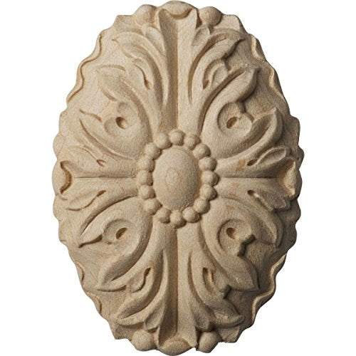 Ekena Millwork ROS02X04ASMA Ashford Oval Rosette, 1 7/8"W x 2 3/4"H x 1/2"P, Maple
