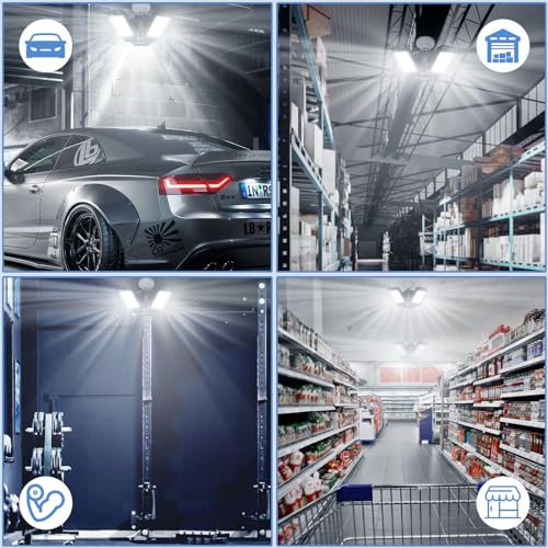 Aoretic LED Garage Lights Bulb 1 Pack -80W, 8000LM 6500K Led Shop Light with 3 Deformable Panels, Basement Barn Light Garage Ceiling Lights, E26/E27 for Garage, Warehouse, Shop, Basement