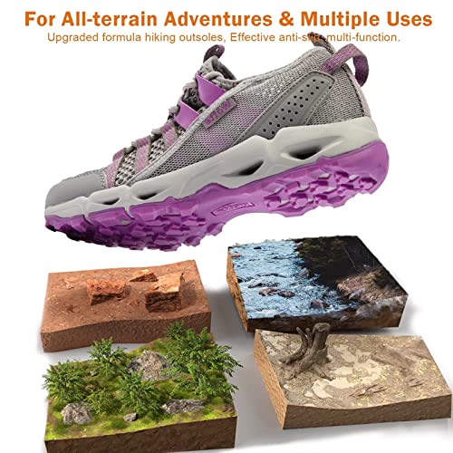 MAINCH Women's Hiking Water Shoes Quick Dry Outdoor Sport Sneakers (Size 11.5, Black)