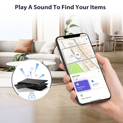 JSL JDTDC MFi Certified Wallet-Tracker-Card, Item-Finder Work with Apple Find My (iOS Only), Thin-Wallet-Finder for Passport,Luggage Wallet and Key Tracker, IP68 Waterproof, 3-Year Battery Life,1 Pack