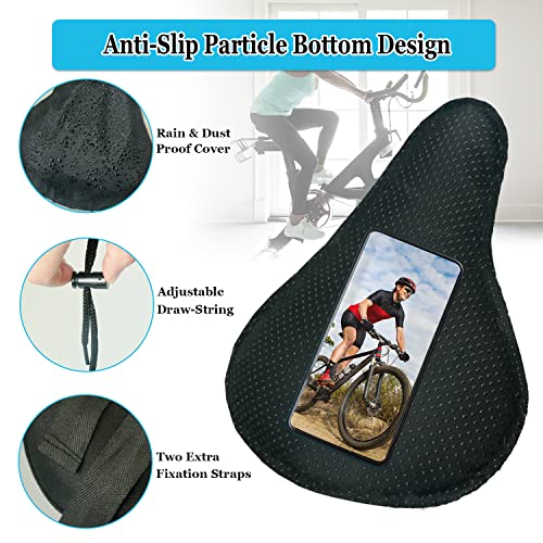 Geronmine Gel Bike Seat Cover Padded for Bicycle Saddle for Women & Men, Most Comfortable Seat Cushion Cover, Soft for Spin Indoor Outdoor Cycling Class Mountain Stationary Bikes
