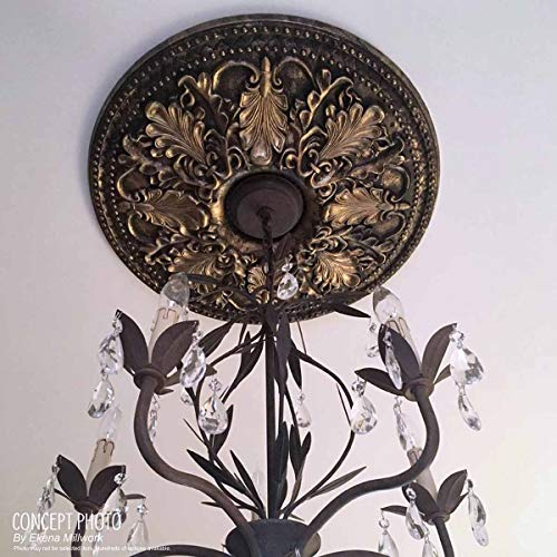 Ekena Millwork CM18ATRBC Attica Ceiling Medallion, 18"OD x 4"ID x 5/8"P (Fits Canopies up to 5"), Hand-Painted Root Beer Crackle