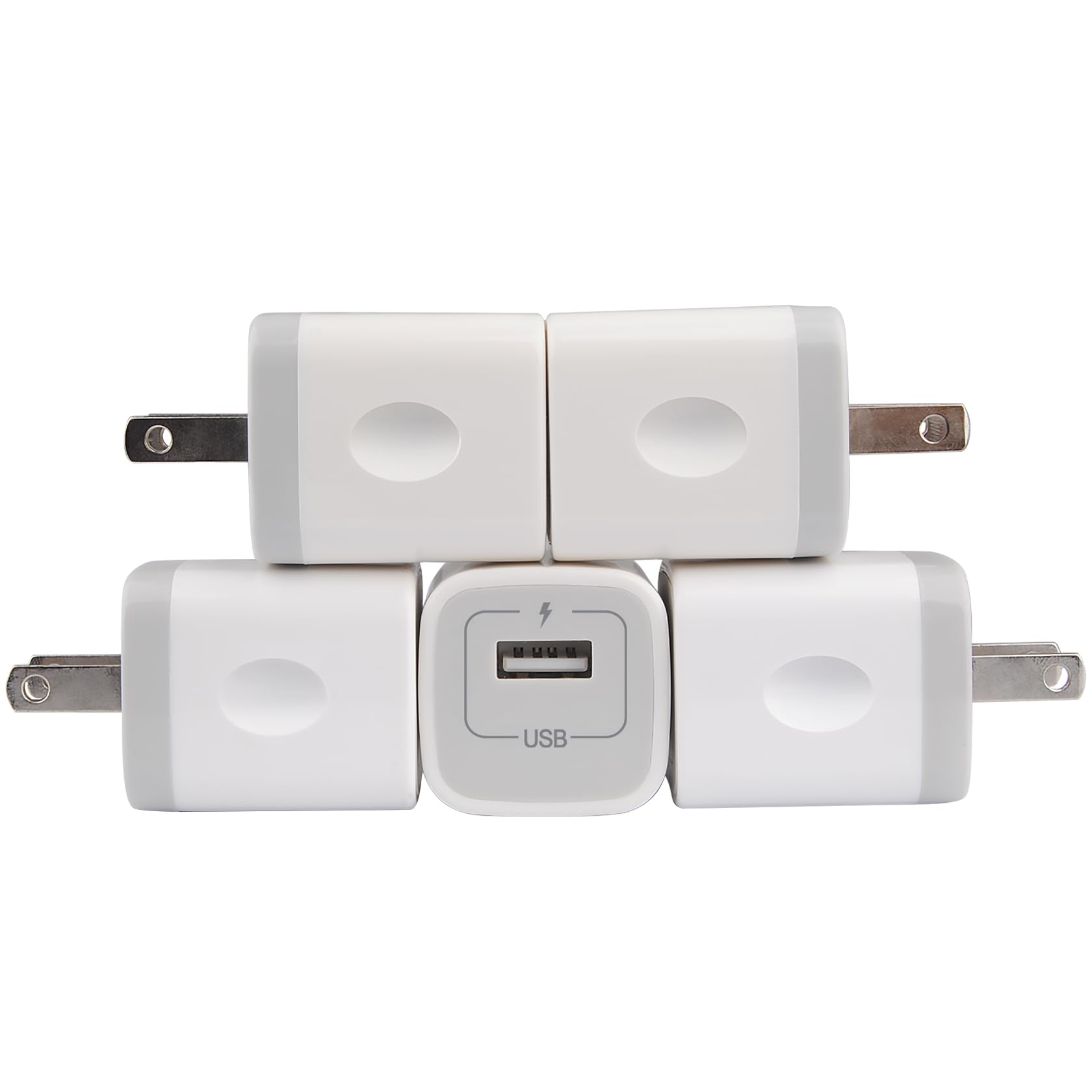Wall Charger Adapter USB Charging Block, 5Pack Single Port USB Plug in Charger Cube Box Power Blocks Brick Charger Station Compatible with Samsung Galaxy A53 A13 A54 A20 S23 S22 S20 S21 A25