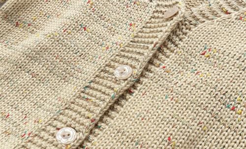 Mud Kingdom Toddler Girl Sweater Knitted Cardigan V-Neck Button Up Ribbed Cuff Hem Outerwear Apricot 3T