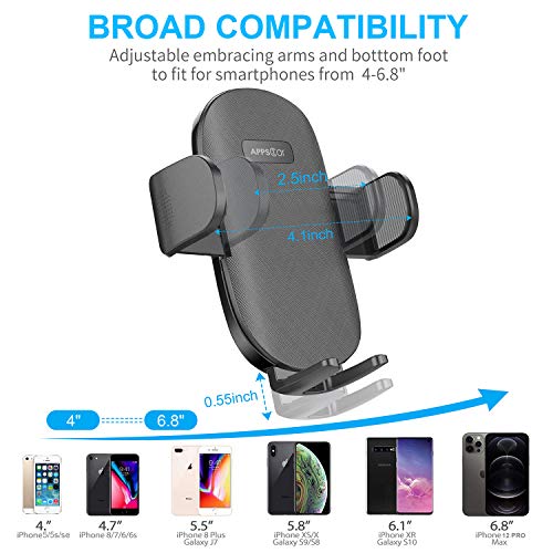 APPS2Car Car Phone Holder Mount, Dashboard/Windshield/Cell Phone Holder for Car, Compatible with iPhone, Samsung, All Cellphone,Black