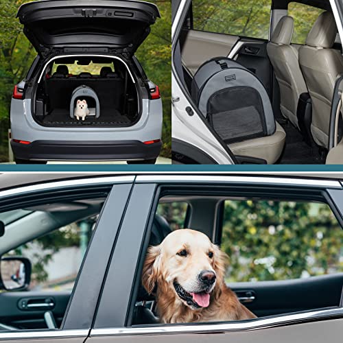 Petsfit Soft Travel Dog Crate, Arch Design Escape Proof Collapsible& Portable Soft Sided Dog Kennel for Small Dog,19.5 inch,Grey