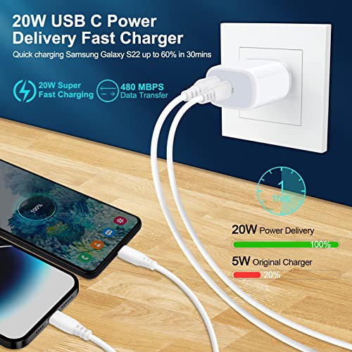 Super Fast Charger Samsung Type C Charging Block for Samsung Galaxy Z Flip 7 FE 7 6 5 4 Z Fold 7 6 5 4 S25 Ultra A17 A16 5G A56 A36 A26 S23,USB C Wall Charger Box for iPhone 16 15 14 13 12,Pixel 9a