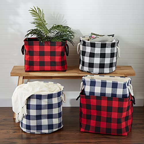 DII Buffalo Check Storage Collection Collapsible Bin with Handles, Medium Rectangle, 16x10x12, Black & White