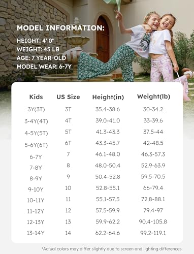 PATPAT Girls Clothes 2Pcs 3D Short Sleeve Crop Top Floral Girl Bell Bottom Summer Outfit Toddler to Big Kids Green 3-4 Years