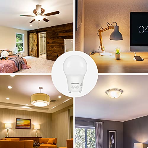 DEWENWILS GU24 LED Light Bulb, 60W Equivalent, Dimmable 2 Prong Light Bulbs, 2700K Warm White, 9W 800 Lumens, A19 Shape Bulbs, GU24 Twist Lock Base, UL Listed, 4 Pack