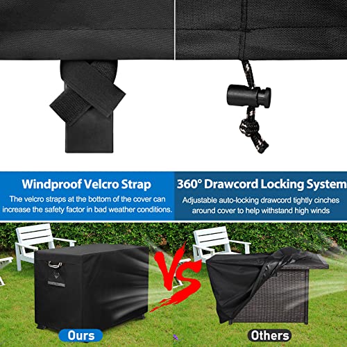 QH.HOME Fire Pit Cover Rectangular Super Waterproof 42" L x 24" W x 24" H, UPF 50+ Outdoor Fire Pit Table Cover 600D Strong Tear Resistant and Fading Resistant for Rectangular Fire Pit - Black