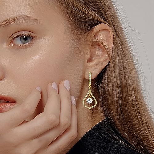 Hoop Earrings for Women Trendy - Sterling Silver Hoop Earrings with Drop Dangle Hypoallergenic Hoop Earrings with Charms Cubic Zirconia Fashion Huggie Earrings for Sensitive Ears Gift for Her Ladies