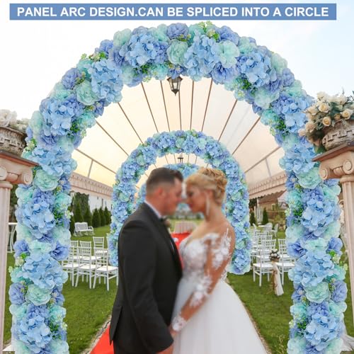 RIDDSEE Dinning Table Flower Centerpieces -6packs Blue Artificial Silk Flowers 3D Floral Arch Arrangements Center Piece for Party Bridal Shower Reception Sweetheart Dining Table Runner Decorations