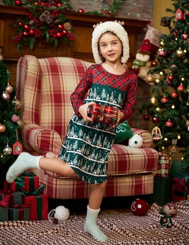 Arshiner Girls Nightgowns Long Sleeve Print Pajamas Nightdress for Kids Soft Sleep Wear Nighties(Purple Panda,7-8Y)