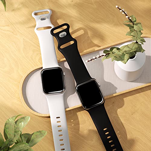 Sport Bands Compatible with Apple Watch Bands 38mm 40mm 41mm 42mm 44mm 45mm 49mm,Soft Silicone Waterproof Strap for iWatch Ultra2 Series 9 Ultra 8 7 6 5 4 3 2 1 SE Women Men