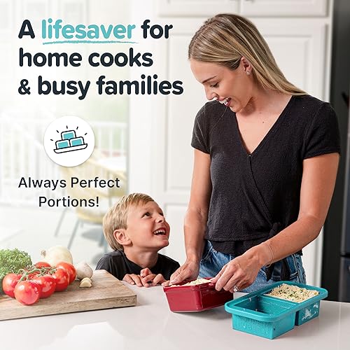 Souper Cubes 2 Cup Silicone Freezer Molds With Lids - Easy Meal Prep Container - Silicone Freezer Trays With Lid for Food, Stocks and More, Silicone Soup Freezer Molds - Aqua - 1-Pack
