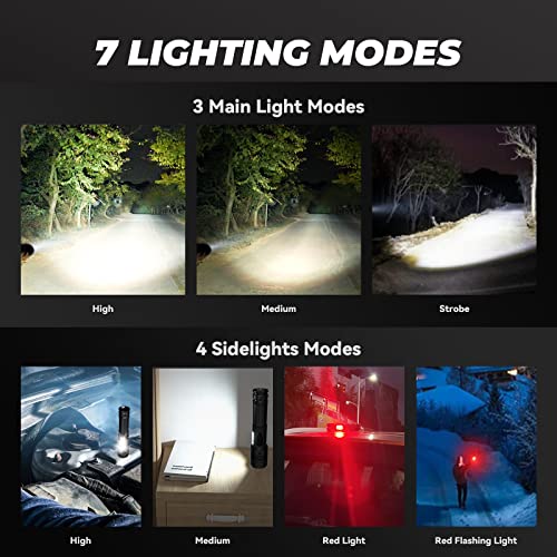 SKNSL Rechargeable Led Flashlights High Lumens: 990,000 Lumen Super Bright Flashlight, 7 Modes with COB Work Light, IPX6 Waterproof, Powerful Handheld Flash Light for Home, Camping, Hiking
