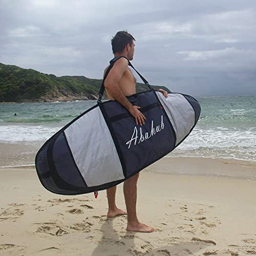 Abahub Premium 6'0 x 22 Surfboard Travel Bag, Foam Padded Surf Board Cover, Shortboard Carrying Bags for Surfing, Outdoor, Airplane, Car, Truck, DarkBlue…