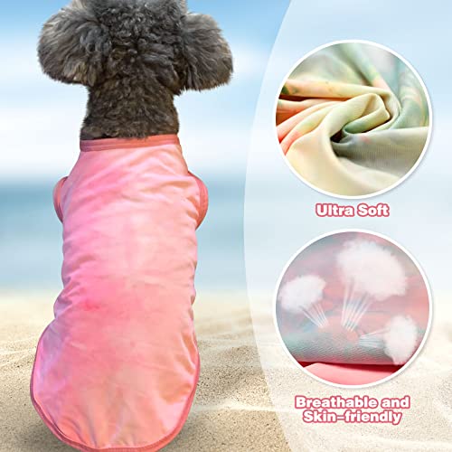 cyeollo 2 Pack Dog Shirts Tie Dye Stretchy Sun Protection Tank Top Vest T Shirt Breathable Summer Sun Protection Dog Clothes for Puppy Dogs