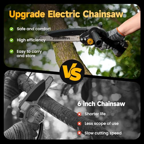 Mini Chainsaw Cordless For Dewalt 20V Max Battery, 8-inch Pruning Chainsaw With 2024 Upgrade Brushless Motor, Portable Power Mini Chainsaw For Garden, Household, Tree Branches (Battery Not Include)