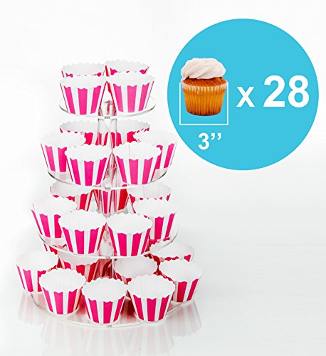 Jusalpha 4 Tier Round Acrylic Cupcake Stand-cake stand-dessert stand, cupcake Tower (4 Tier With Base) (4RF-Small)