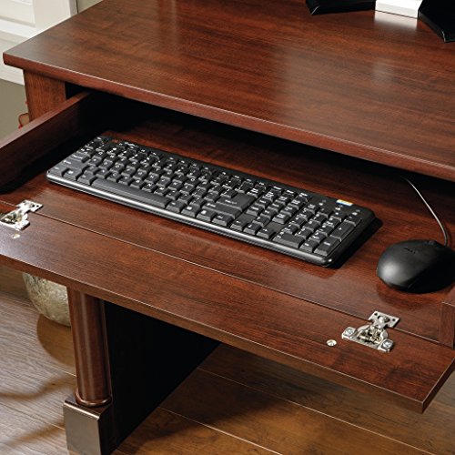Sauder Palladia Computer Desk with Hutch, Large Storage and File Drawer, Home Office Desk - Select Cherry Finish