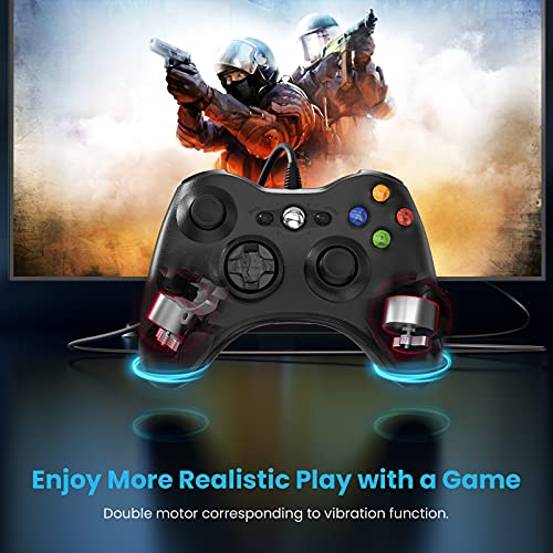 YAEYE Wired Controller for Xbox 360, Game Controller for 360 with Dual-Vibration Turbo Compatible with Xbox 360/360 Slim and PC Windows 7,8,10,11