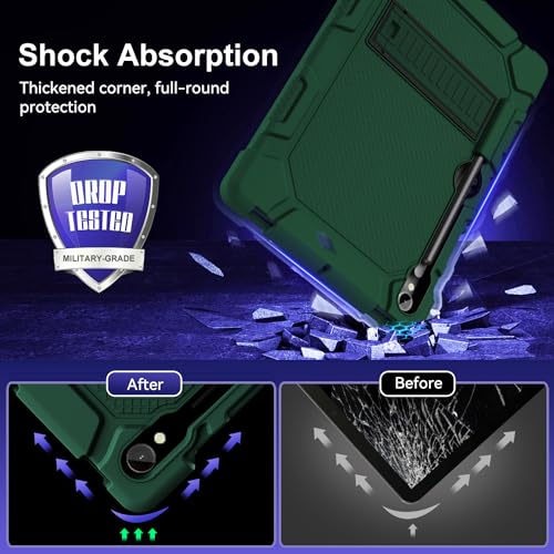 MARIWIVI Case for Samsung Galaxy Tab S9 FE 5G 10.9 Inch/Galaxy Tab S9 11 inch 2023, Shockproof Protective Case for Galaxy Tab S9/S9 FE with S Pen Holder & Multi-Angle Viewing Kickstand(AlpGreen+Black)