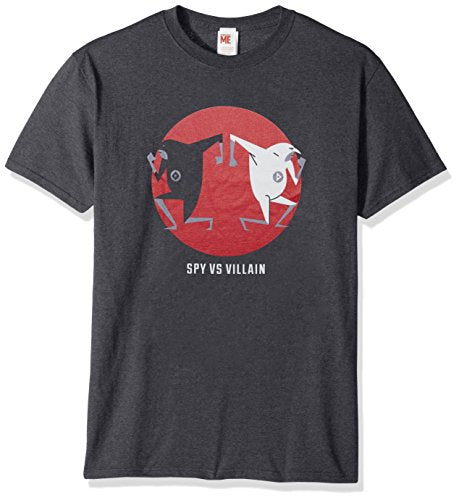Despicable Me Men's Dm3 Gru and Dru Spy Vs Villain Funny Graphic Tee, Charcoal Heather, Small