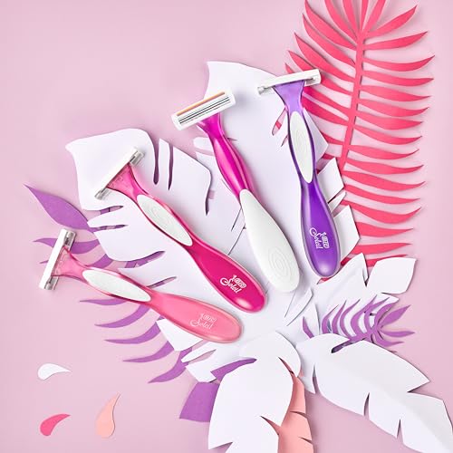 BIC Soleil Smooth Scented Women’s Disposable Razor, 3 Blades with a Moisture Strip For a Silky Shave, Assorted, 4 Piece Razor Set