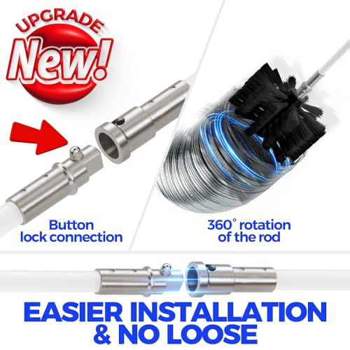 Holikme 16 Feet Dryer Vent Cleaner Kit, Upgrade Flexible Lint Brush with Drill Attachment, Extends Up to 16 Feet for Easy Cleaning,Use with or Without a Power Drill