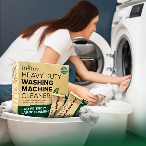 Renuv Heavy Duty Washing Machine Cleaner Descaler Tablets - Deep Cleaning for Front Load, Top Load Washer, HE (6 XL Tablets - 6 Months Supply)
