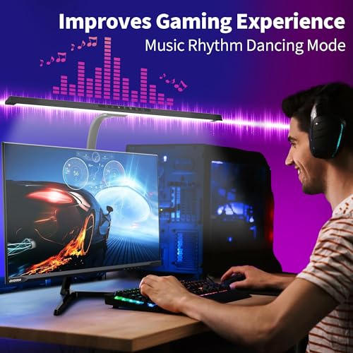 Upgraded Desk Lamp with RGB Backlight,24W Architect Desk Lamps for Home Office,Tall Desk Light with Clamp,60"Timer,25 Lighting Modes,Eye Caring Swing Arm Desk Lamp for Monitor PC,Gaming,Study,Work