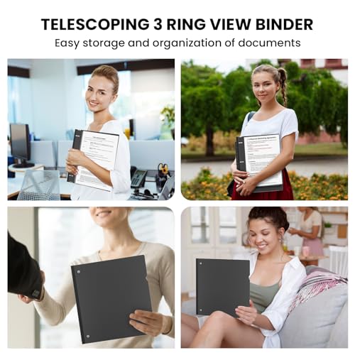 SortieOuch Telescoping 3 Ring Binder 1Inch,Flexible Binders Three Ring PVC-Free(Fit 8.5x11 Inches),Clear View Binder 220 Sheets Capacity,Telescoping Binder for School or Office Use
