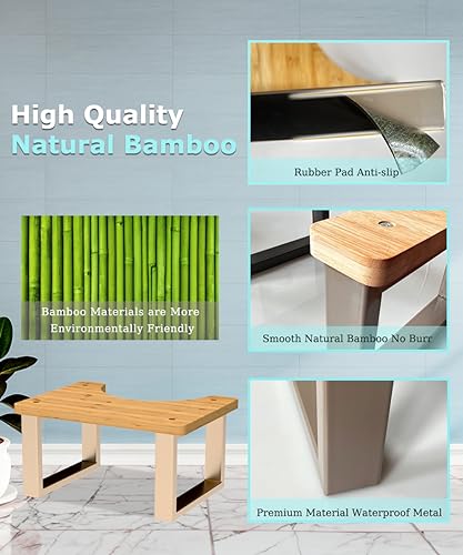 REGIS Toilet Stool for Adults, Poop Stool, Bathroom Toilet Potty Stool with Non-Slip Mat for Adults Children (Bamboo White, 7")