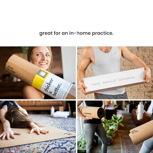 Luxury Cork Yoga Mat - Non Slip, Extra Thick Grip. Thicker, Longer, and Wider for More Comfort and Support. Tough Enough For Hot Yoga. Natural, Non Toxic, and Eco Friendly. Optional Alignment Lines.