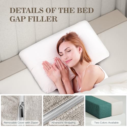 Deepshark Bed Gap Filler for Queen Mattress, High-Density 45D Sponge, Removable and Washable Cover, Mattress Extender Filler for Headboard Gap, Bed Space Crack, Wall(60"Ć6"Ć6", Queen)